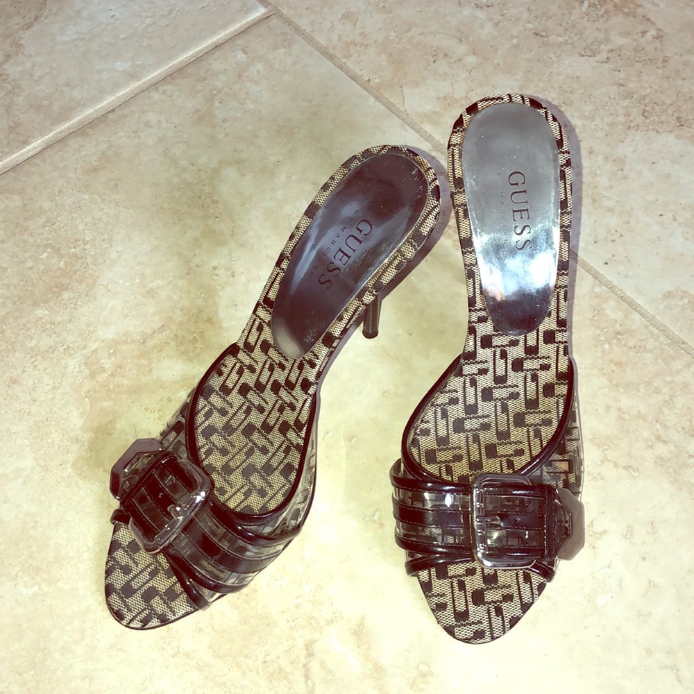 Guess heels with clear strap